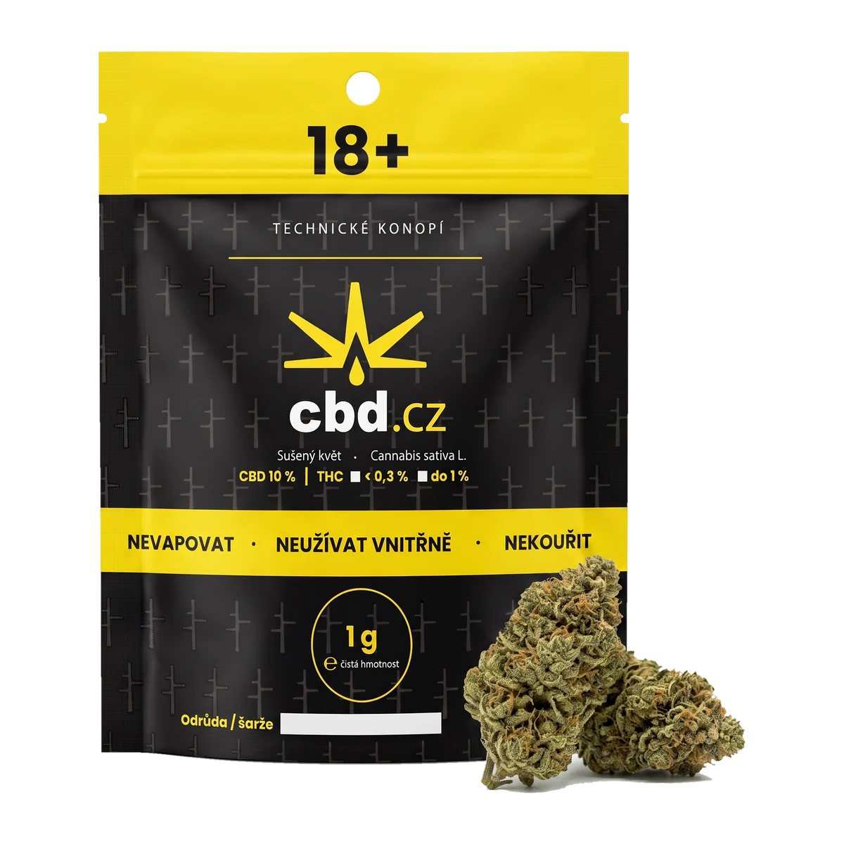 Lemon Haze – citrusové CBD květy – 1g sáček, žlutý horní pruh